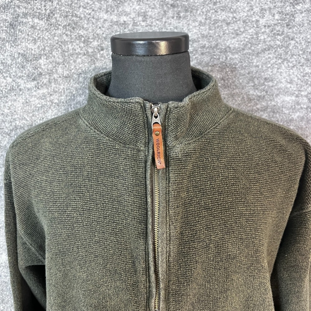 Woolrich 100% Cotton Warm Sweater XL 1/4 Zip Neck Pullover washed green